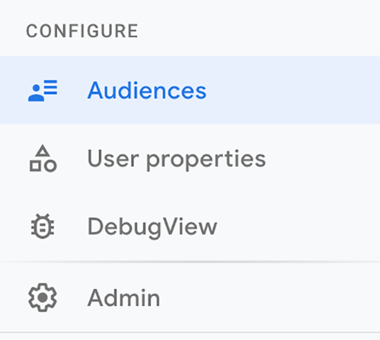 screen grab showing where to go to configure audiences