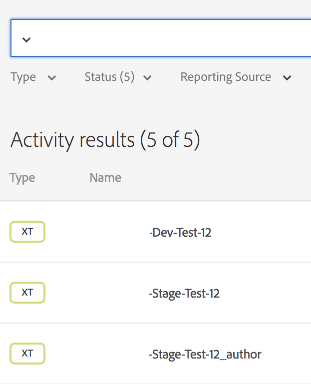 screen grab of activity results