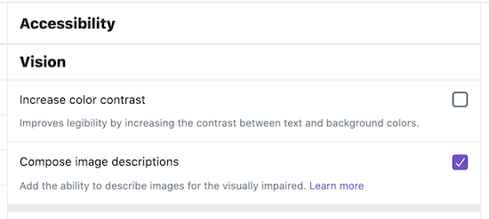 screenshot of Twitter Accessibility Settings