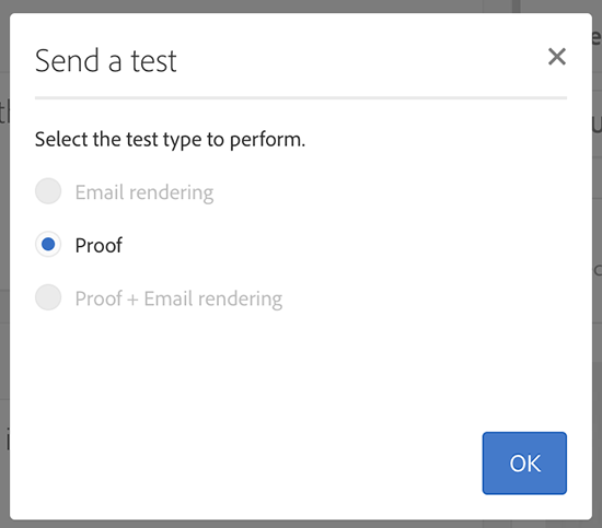 The Send a Test window