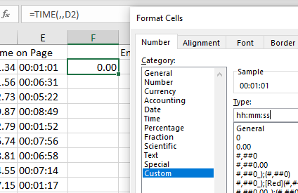 screen grab using solution 2 in excel