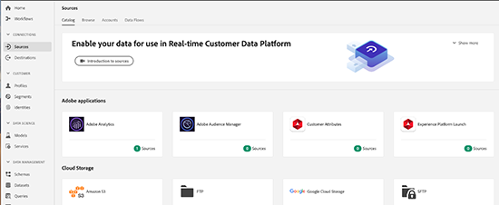 screen grab of dashboard with Adobe Experience Platform Connectors