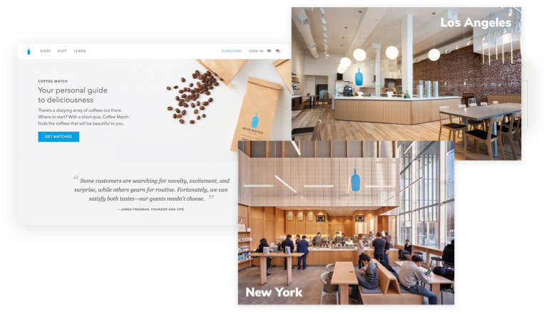 Blue Bottle Coffee in store and digital experience examples