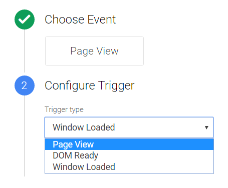 Page View Trigger has a dropdown menu