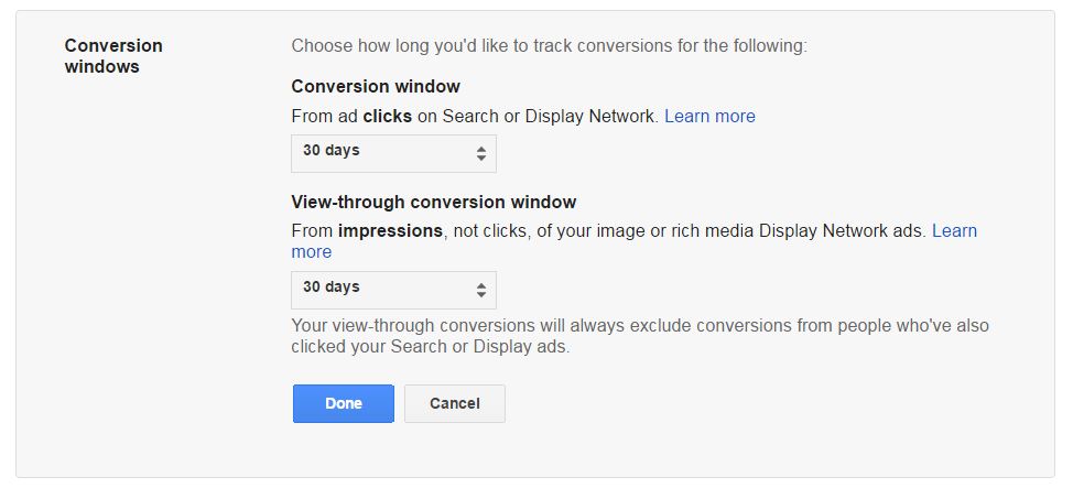 AdWords Conversion Window