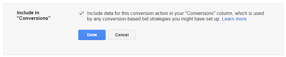 AdWords Include in Conversions