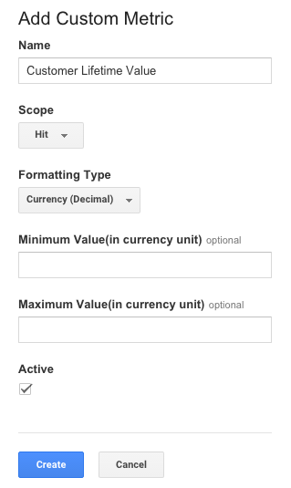 CLV custom metric