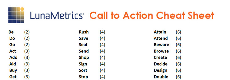 Call To Action Cheat Sheet