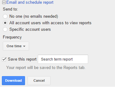 Emailing and Scheduling Search Term Report