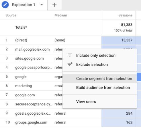 Advanced Analysis Create Segment