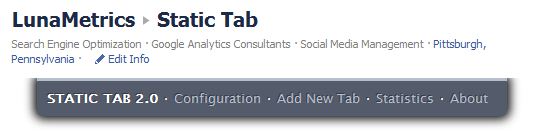 Static Tab 2.0 LunaMetrics