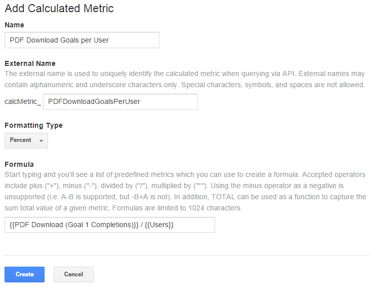 user based calculated metric