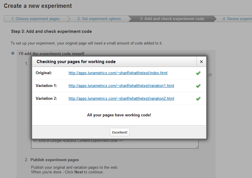Google Analytics Content Experiments Screen 12