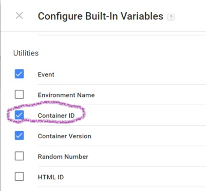 Enable built-in Container ID variable