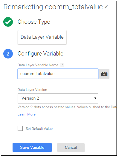 remarketing data layer variable