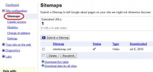 Google Webmaster Tools Sitemap submission