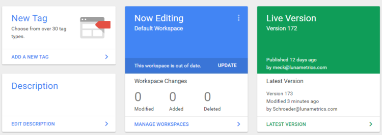 new workspace available - from now editing overview tab
