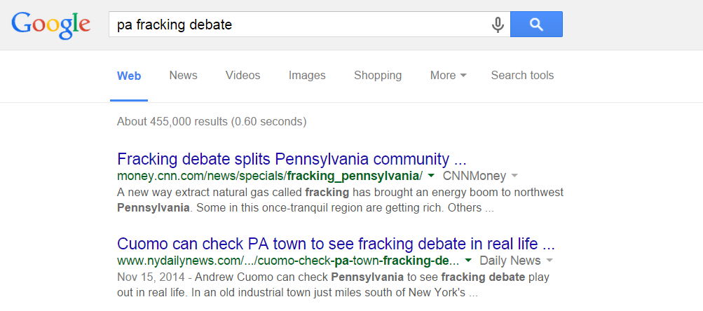 PA fracking in the search results