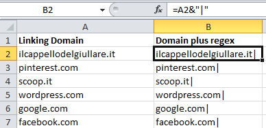 Prepping linking domains in Excel for input into GA