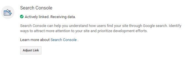 Google Analytics Search Console Linked