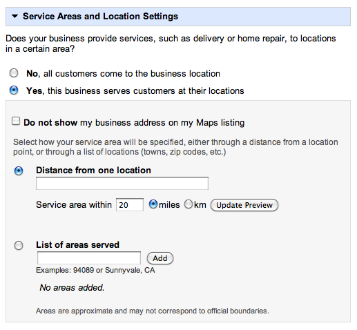 service areas