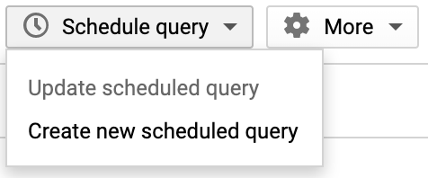 screenshot of Schedule Query Option